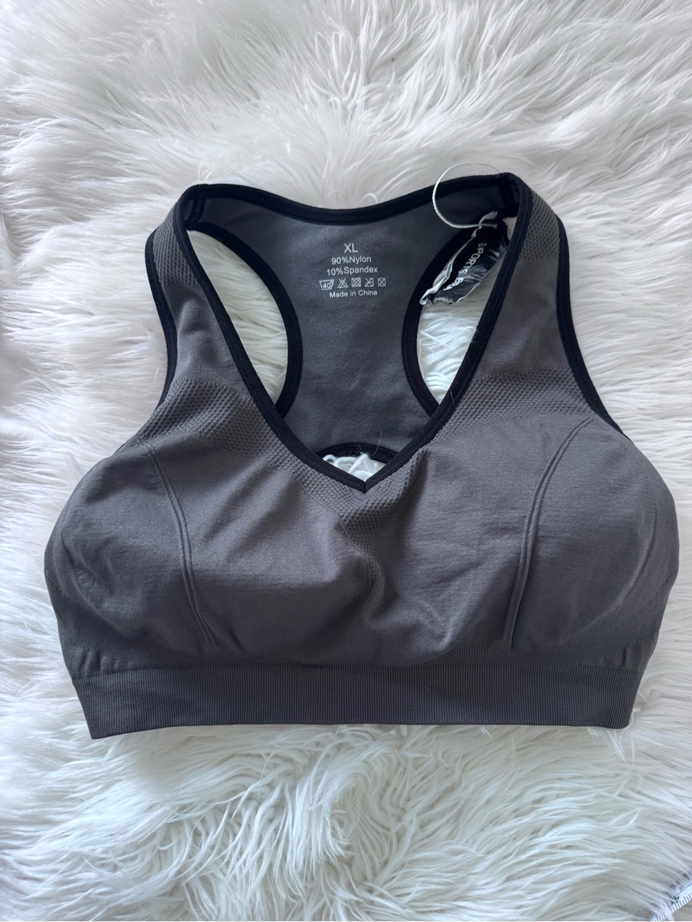Seamless Racerback Sports Bra - Charcoal Gray